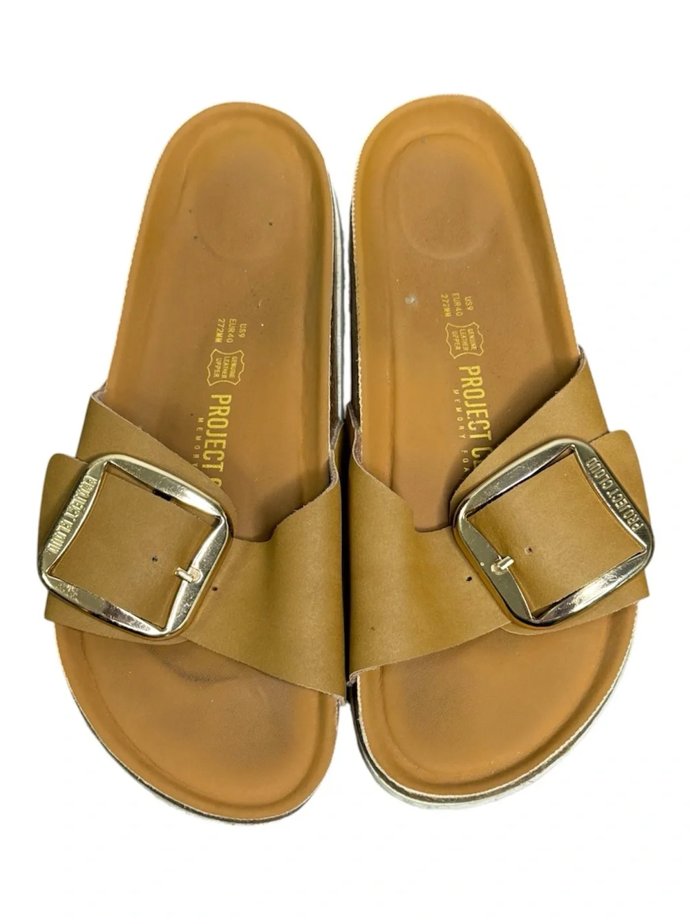 Project 360 Women’s Tan Buckle Slide Sandals